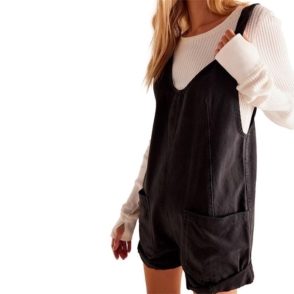 Free People Black Denim Women's Overalls - Picture 2 of 5